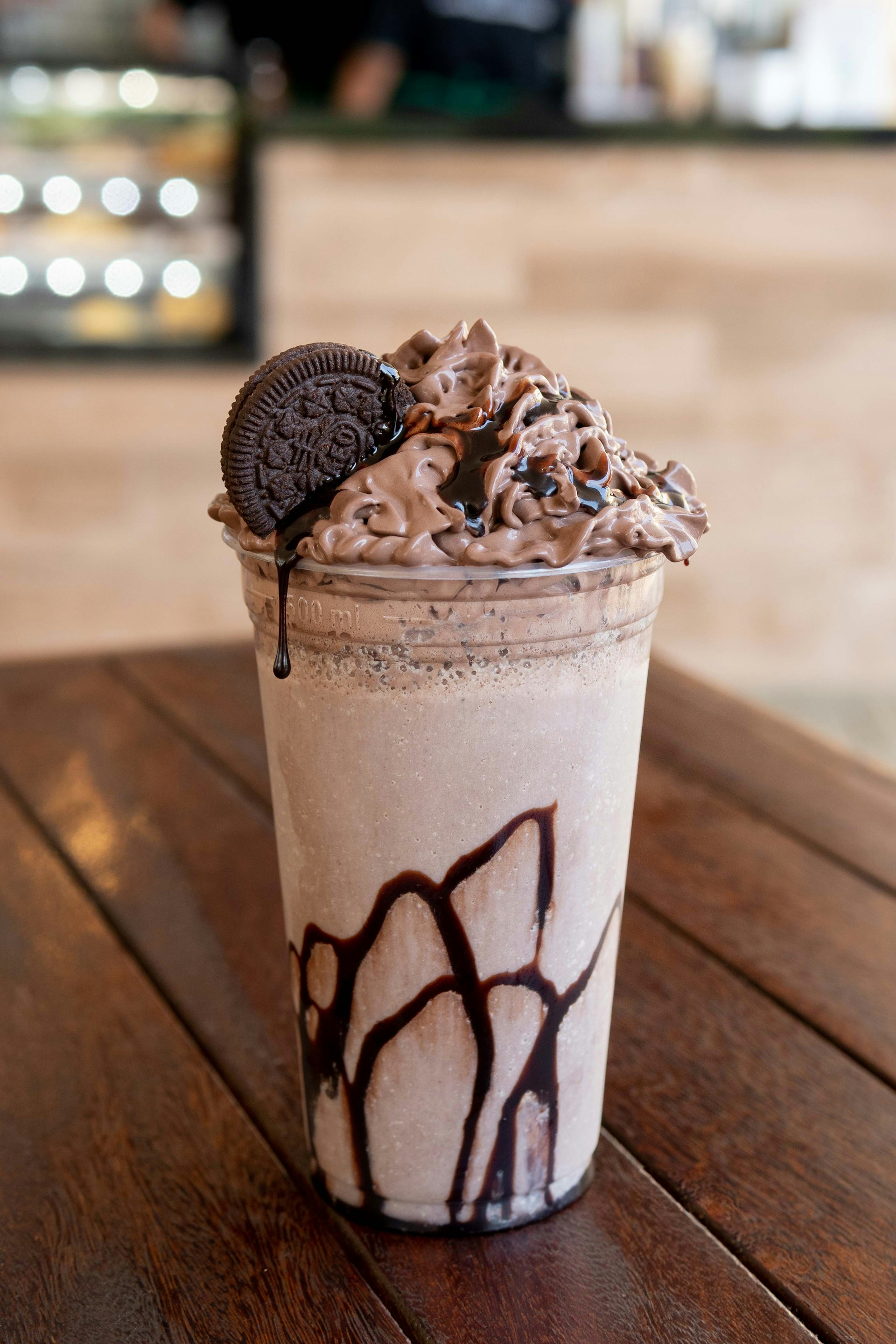 A cold thick and creamy milkshake.